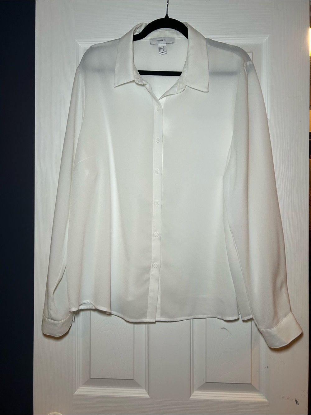 Forever21 Classic Sheer White Button-Up Blouse